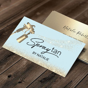Mobile Spray Tan Light Blue Gold Airbrush Tanning Business Card