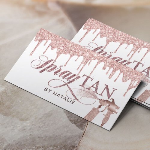 Mobile Spray Tan Modern Rose Gold Drips Tanning  Business Card