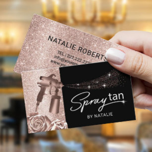 Mobile Spray Tan Rose Gold Floral Airbrush Tanning Business Card