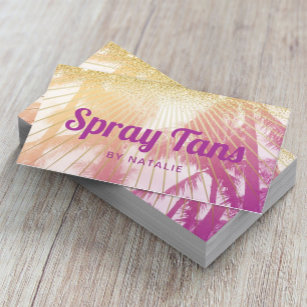 Mobile Spray Tan Tropical Palm Beach Purple Business Card