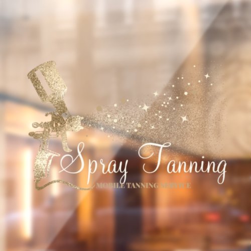 Mobile Spray Tanning Glitter Gold Sparkling Window Cling