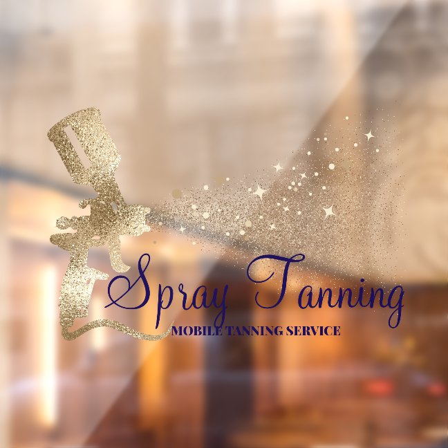 Mobile Spray Tanning navy Gold Sparkling Window Cling