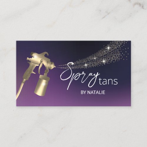 Mobile Spray Tanning Purple  Gold Skincare Business Card