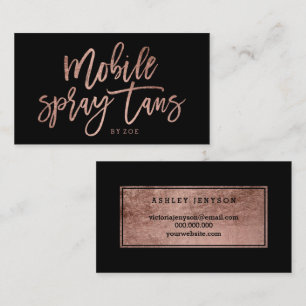 Mobile Spray tans logo rose gold typography black Business Card