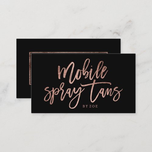 Mobile Spray tans logo rose gold typography black Business Card