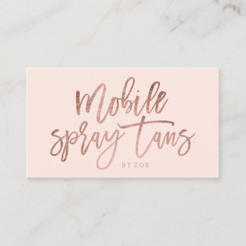 Mobile Spray tans logo rose gold typography blush Business Card