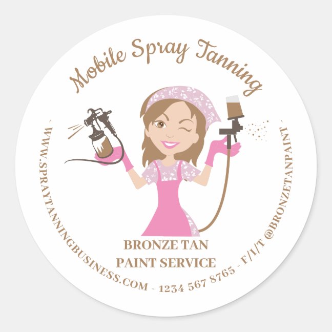 Mobile Tanning Spray Body Paint Lady Boss Classic Round Sticker