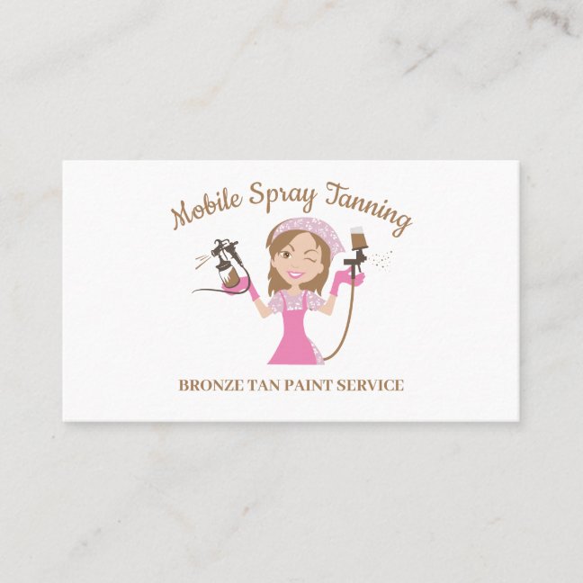 Mobile Tanning Spray Body Paint Lady Logo Business Card