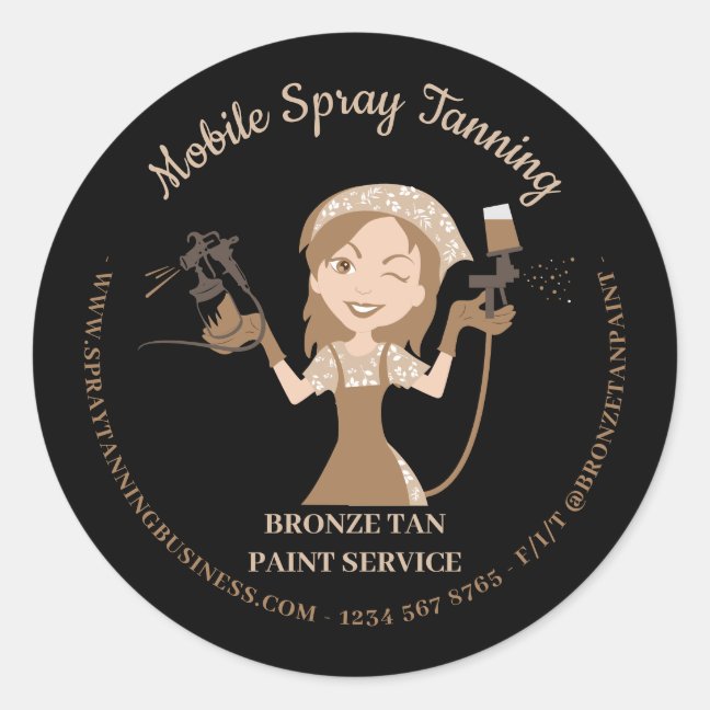 Mobile Tanning Spray Body Painter Lady Boss Classic Round Sticker