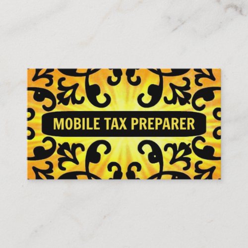 Mobile Tax Preparer Sunshine Damask Business Card