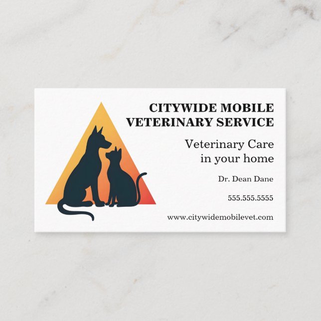 Mobile Veterinary Care Veterinarian Business Card (Front)
