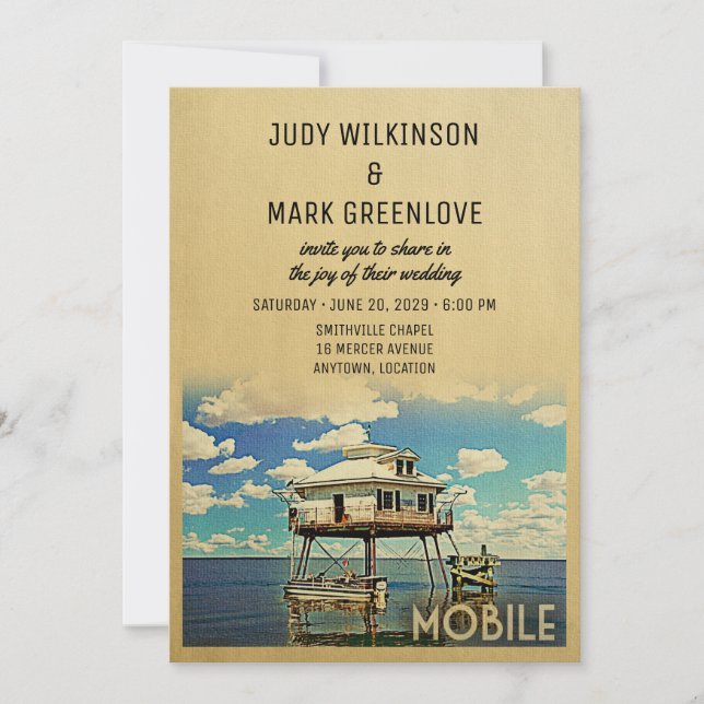 Mobile Wedding Invitation Alabama (Front)