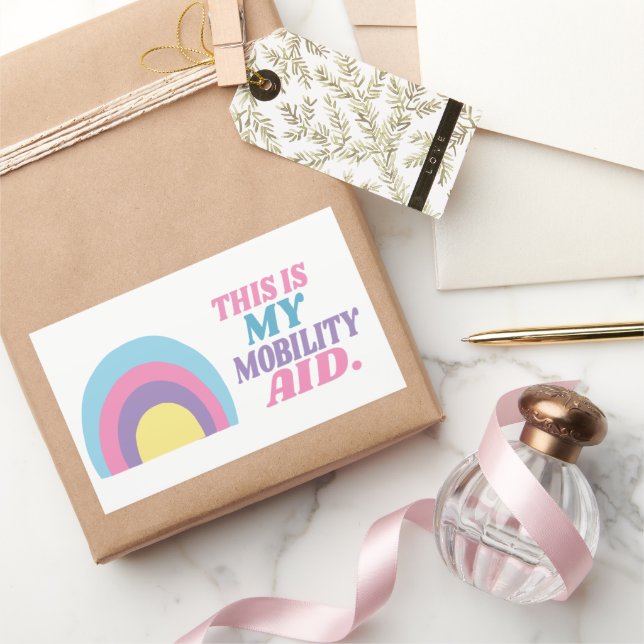 Mobility Aid Rainbow Rectangular Sticker (Gifting)