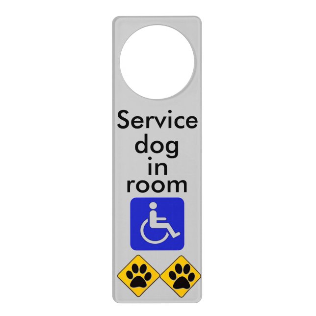 Mobility service dog in room door hanger (Front)