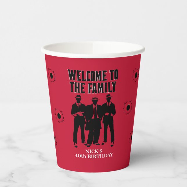 Mobster Birthday, Custom Paper Cup (Left)