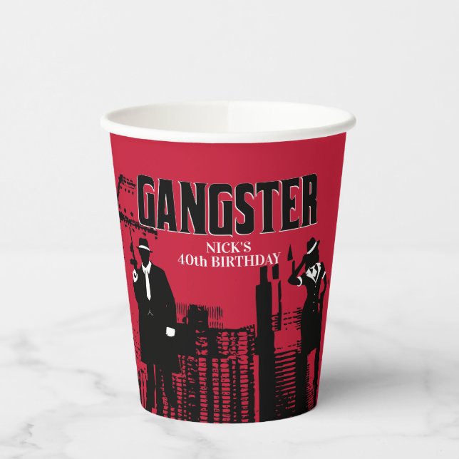 Mobster Birthday, Custom Paper Cup (Left)