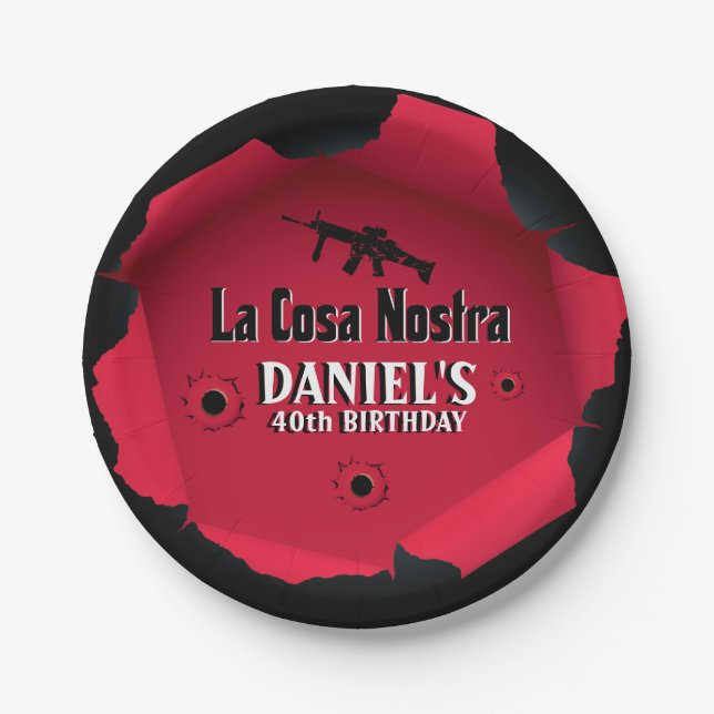 Mobster Birthday Paper Plate (Front)