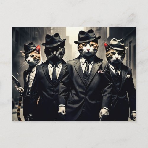 Mobster Cats  The Rat Pack Postcard