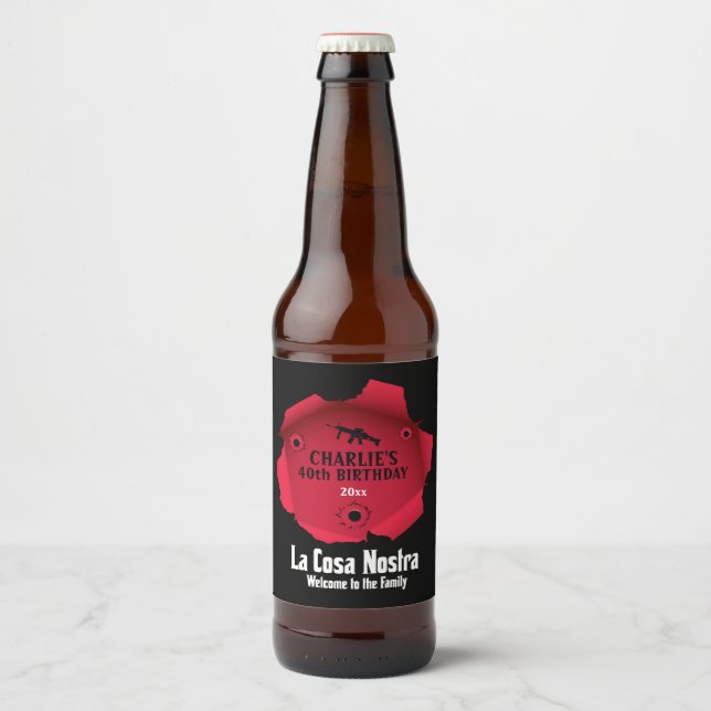 Mobster Party Beer Bottle Label (Front)