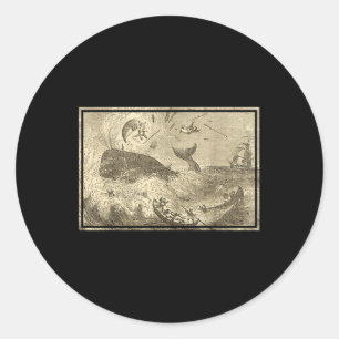 Moby Attacking Whaling Boats Classic Round Sticker