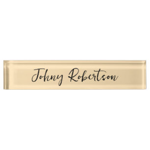 Moccasin Peachy Yellow Plain Elegant Professional Desk Name Plate