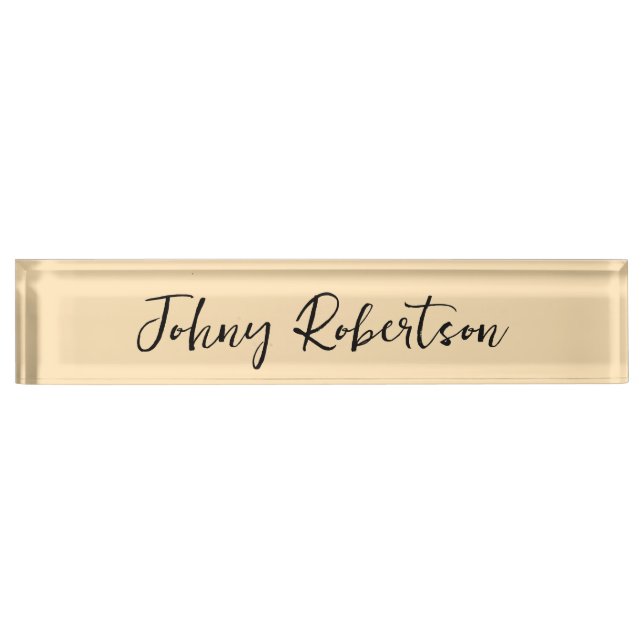 Moccasin Peachy Yellow Plain Elegant Professional Desk Name Plate (Front)