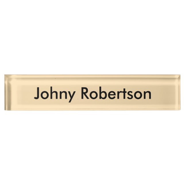 Moccasin Peachy Yellow Plain Elegant Professional Desk Name Plate (Front)