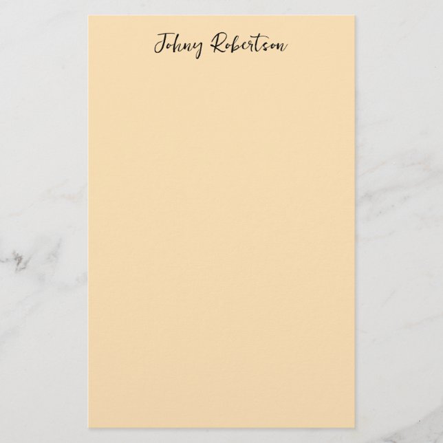Moccasin Peachy Yellow Plain Elegant Professional Stationery (Front)