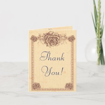 Moccasin  Vintage Rose Border Wedding Thank You by Lasting__Impressions at Zazzle