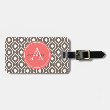 Mocha And Coral Gail Print Luggage Tag by Letsrendevoo at Zazzle