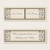 Mocha and Ivory Floral Drink Tickets (Front & Back)