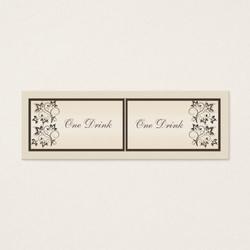 Mocha and Ivory Floral Drink Tickets Business Card Template