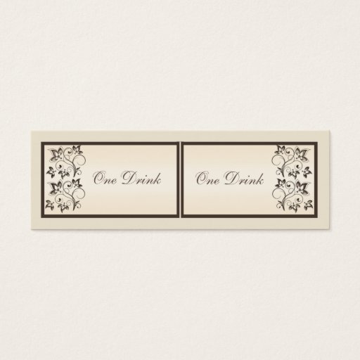 Customizable Mocha and Ivory Floral Drink Tickets Business Card Template