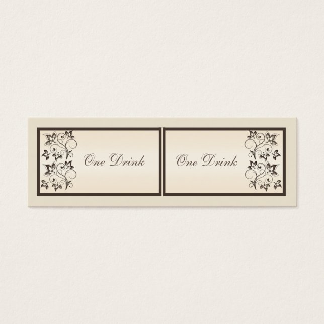 Mocha and Ivory Floral Drink Tickets (Front)