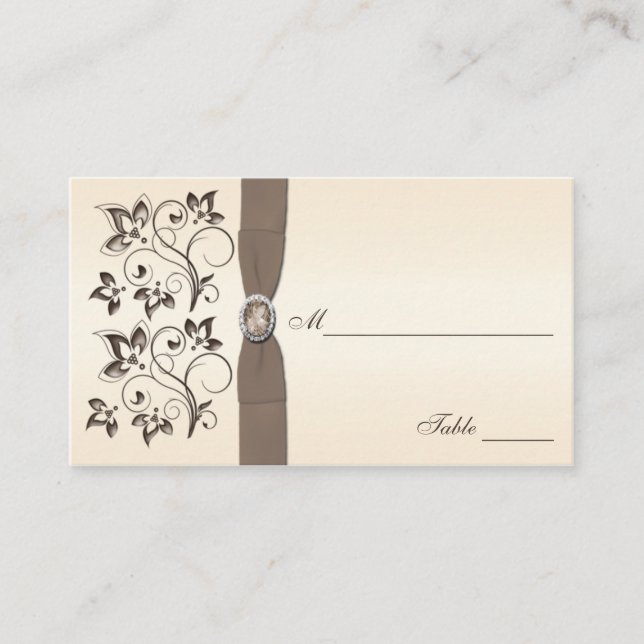 Mocha and Ivory Floral Placecards (Front)