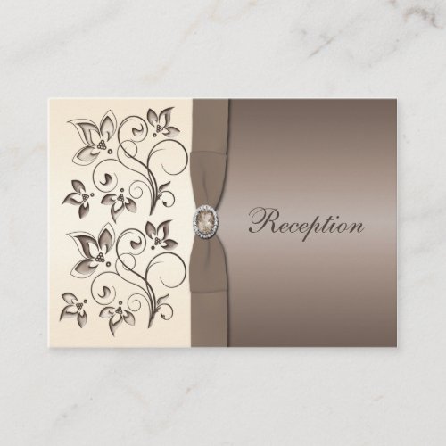 Mocha and Ivory Floral Reception Card Business Cards