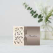 Mocha and Ivory Floral Reception Card (Standing Front)