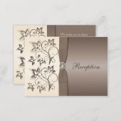 Mocha and Ivory Floral Reception Card (Front/Back)