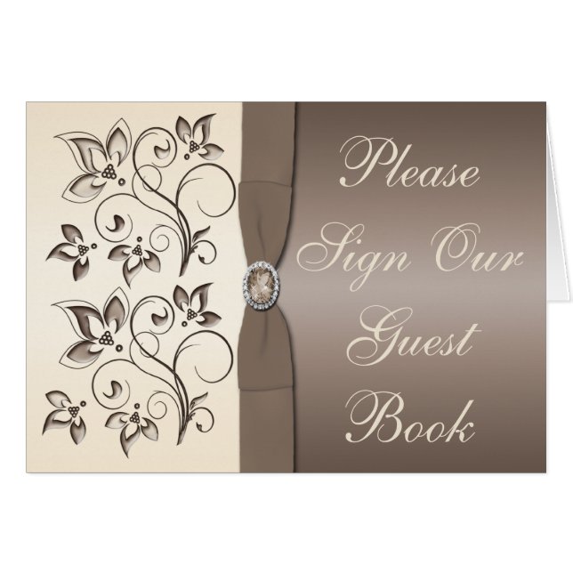 Mocha and Ivory Floral Table Card (Front Horizontal)