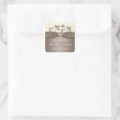 Mocha and Ivory Floral Wedding Favor Sticker (Bag)