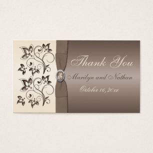 Mocha and Ivory Floral Wedding Favor Tag