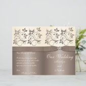 Mocha and Ivory Floral Wedding Program (Standing Front)