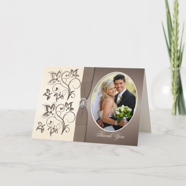 Mocha and Ivory Photo Thank You Card (Front)