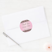 Mocha and Pink Floral 1.5" Round Thank You Sticker (Envelope)