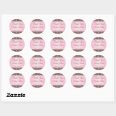 Mocha and Pink Floral 1.5" Round Thank You Sticker (Sheet)