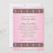 Mocha and Pink Floral Monogrammed Invitation (Back)