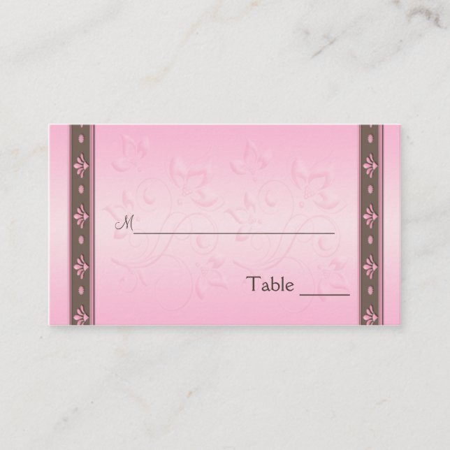 Mocha and Pink Floral Placecards (Front)