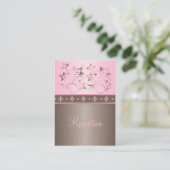 Mocha and Pink Floral Reception Enclosure Card (Standing Front)