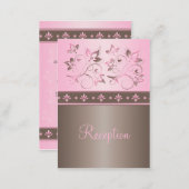 Mocha and Pink Floral Reception Enclosure Card (Front/Back)