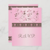Mocha and Pink Floral RSVP Card (Front/Back)